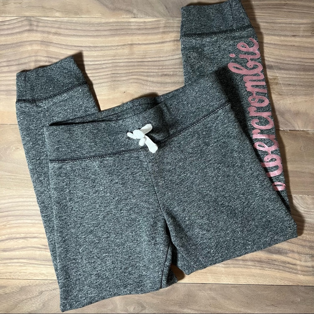 Abercrombie Kids A&F Girls Gray Logo Jogger Fleece Leggings 5-6